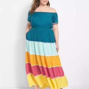 Lane Bryant Colorful Off-Shoulder Maxi Dress Women’s Plus 22/24